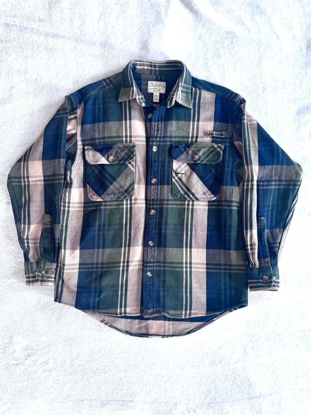 Cabela's Heavyweight Plaid Flannel Button-up Shirt Jacket, 100% Cotton, Size M
